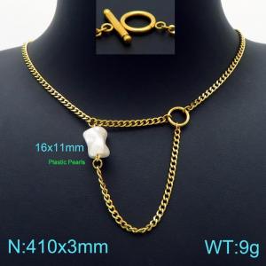 SS Gold-Plating Necklace - KN226231-Z