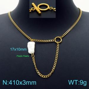 SS Gold-Plating Necklace - KN226233-Z