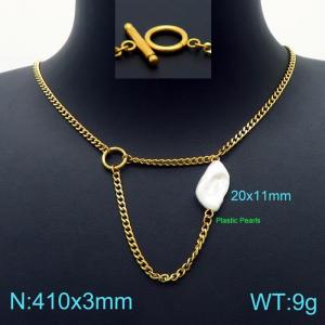 SS Gold-Plating Necklace - KN226237-Z