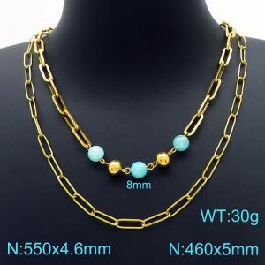 SS Gold-Plating Necklace - KN226241-Z