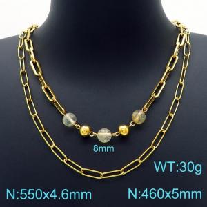 SS Gold-Plating Necklace - KN226243-Z