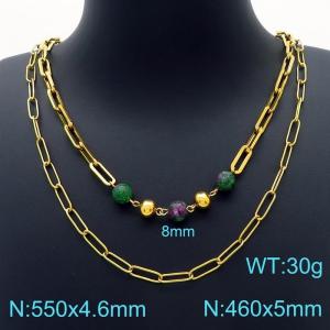SS Gold-Plating Necklace - KN226245-Z