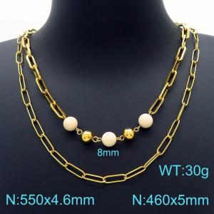 SS Gold-Plating Necklace - KN226247-Z