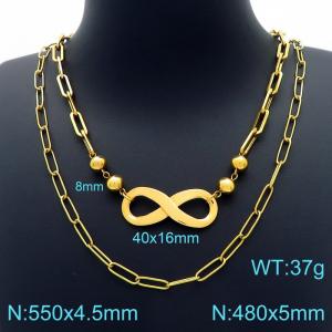 SS Gold-Plating Necklace - KN226433-Z