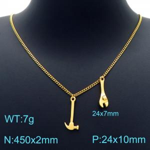 SS Gold-Plating Necklace - KN226464-Z