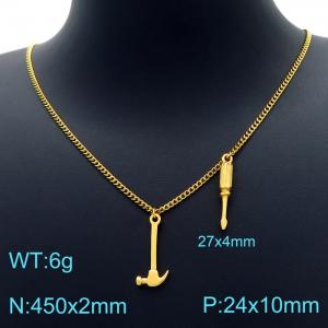 SS Gold-Plating Necklace - KN226466-Z