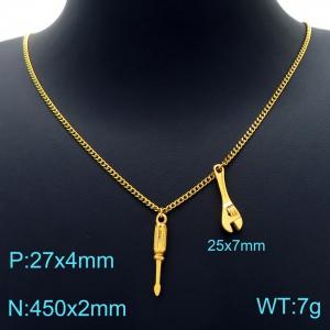 SS Gold-Plating Necklace - KN226468-Z