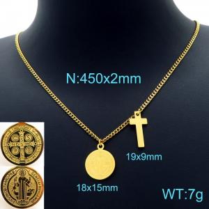 SS Gold-Plating Necklace - KN226472-Z