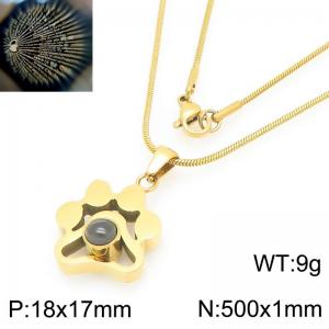 European and American popular stainless steel snake bone chain hanging dog footprints pendant temperament gold necklace - KN226552-KLA