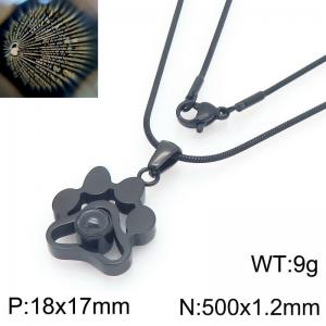 European and American popular stainless steel snake bone chain hanging dog footprints pendant temperament black necklace - KN226553-KLA