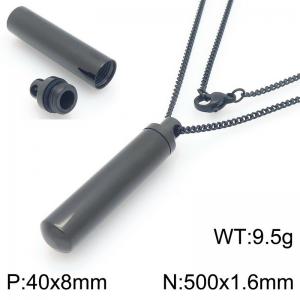 European and American minimalist and personalized stainless steel creative opening sealed slender cylindrical pendant charm black necklace - KN226555-KLA