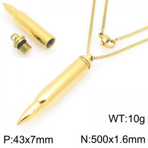 European and American minimalist and personalized stainless steel creative opening sealed bullet pendant charm gold necklace - KN226556-KLA