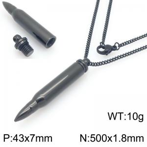 European and American minimalist and personalized stainless steel creative opening sealed bullet pendant charm black necklace - KN226558-KLA