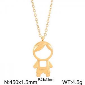 Creative cartoon diamond studded boy and girl pendant necklace Gold-Plating Necklace - KN226799-Z