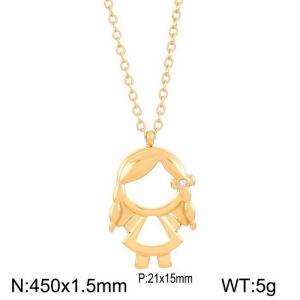 Creative cartoon studded with diamonds girls pendant necklace love couple jewelry Gold-Plating Necklace - KN226801-Z