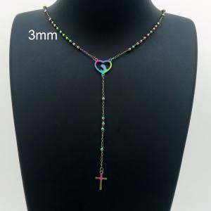Stainless Steel Rosary Necklace - KN226988-YU