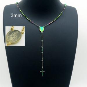 Stainless Steel Rosary Necklace - KN226989-YU
