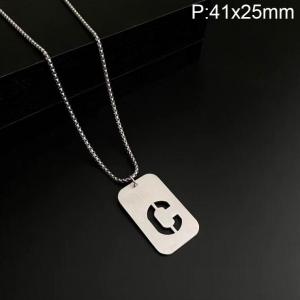 Stainless Steel Letter Necklace - KN227484-WGLB