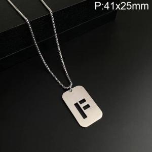 Stainless Steel Letter Necklace - KN227487-WGLB
