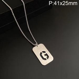 Stainless Steel Letter Necklace - KN227488-WGLB