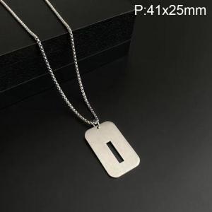 Stainless Steel Letter Necklace - KN227490-WGLB
