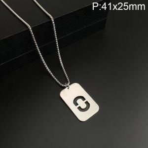 Stainless Steel Letter Necklace - KN227496-WGLB