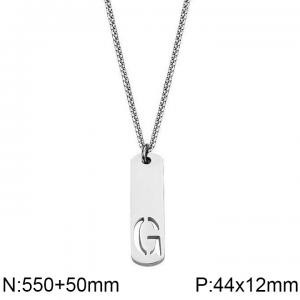 Stainless Steel Letter Necklace - KN227514-WGLL