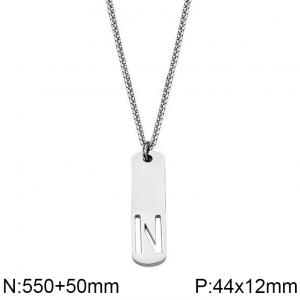 Stainless Steel Letter Necklace - KN227521-WGLL