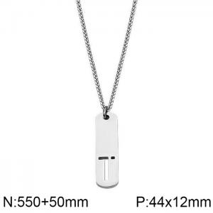 Stainless Steel Letter Necklace - KN227527-WGLL