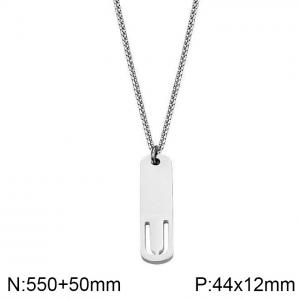 Stainless Steel Letter Necklace - KN227528-WGLL