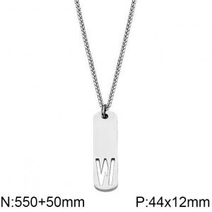 Stainless Steel Letter Necklace - KN227530-WGLL