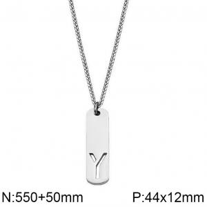 Stainless Steel Letter Necklace - KN227532-WGLL