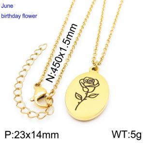 SS Gold-Plating Necklace - KN227551-Z