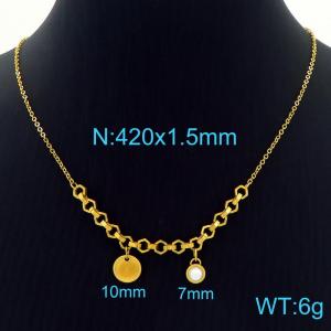 SS Gold-Plating Necklace - KN227605-Z