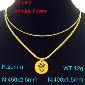SS Gold-Plating Necklace - KN227618-Z