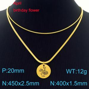 SS Gold-Plating Necklace - KN227621-Z