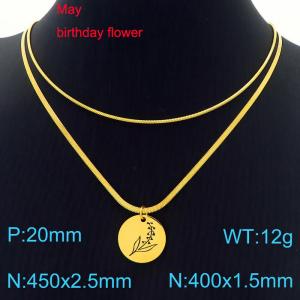 SS Gold-Plating Necklace - KN227622-Z