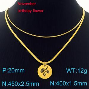 SS Gold-Plating Necklace - KN227628-Z