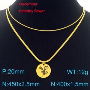 SS Gold-Plating Necklace - KN227629-Z