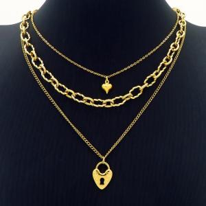SS Gold-Plating Necklace - KN227703-BJ