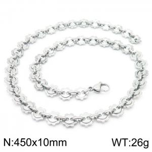 European and American fashion personality men's stainless steel silver gear chain necklace - KN228545-Z