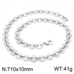 European and American fashion personality men's stainless steel silver gear chain necklace - KN228550-Z