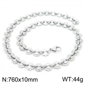 European and American fashion personality men's stainless steel silver gear chain necklace - KN228551-Z