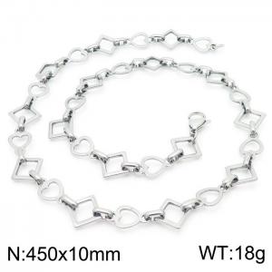 Popular handmade women's silver heart shape geometric necklace in Japan and South Korea - KN228559-Z