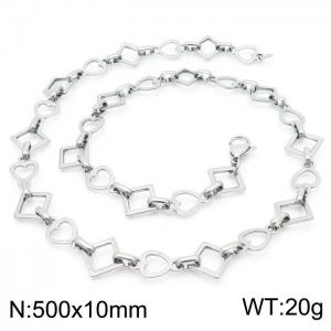 Popular handmade women's silver heart shape geometric necklace in Japan and South Korea - KN228560-Z