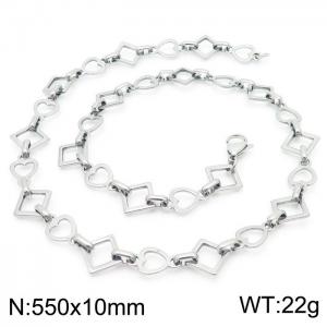 Popular handmade women's silver heart shape geometric necklace in Japan and South Korea - KN228561-Z