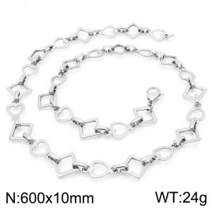 Popular handmade women's silver heart shape geometric necklace in Japan and South Korea - KN228562-Z