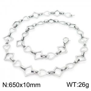 Popular handmade women's silver heart shape geometric necklace in Japan and South Korea - KN228563-Z