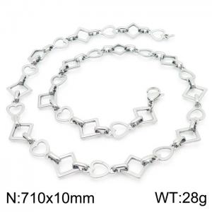 Popular handmade women's silver heart shape geometric necklace in Japan and South Korea - KN228564-Z