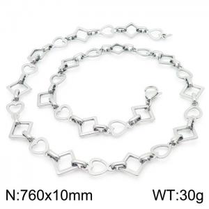 Popular handmade women's silver heart shape geometric necklace in Japan and South Korea - KN228565-Z